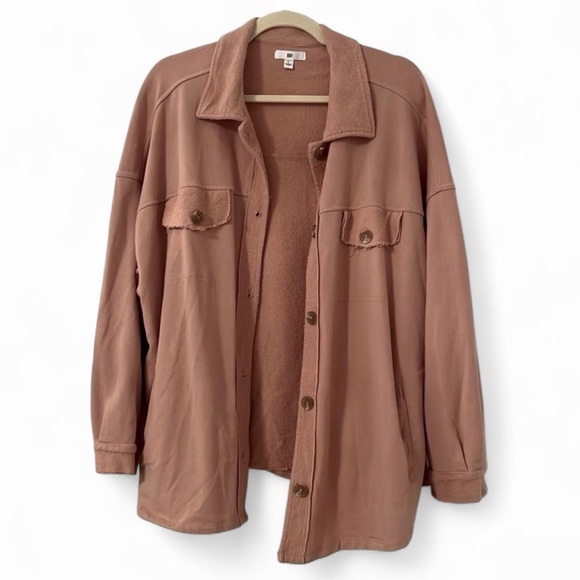 BP Oversized Shacket Shirt Jacket Tan Nougat L - Picture 2 of 14